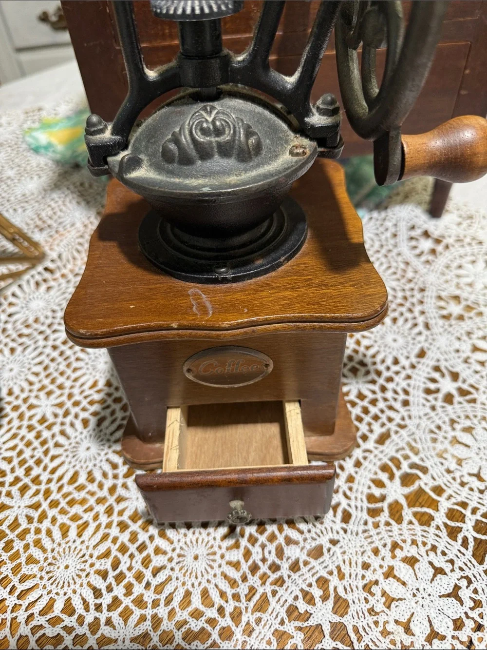 Vintage Brown Coffee Grinder Decorative Accent